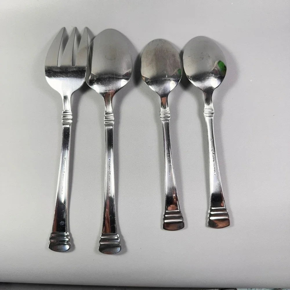 Cambridge Axis Stainless‎ Flatware 4 Pc Set Serving Fork Spoon Tablespoons China
